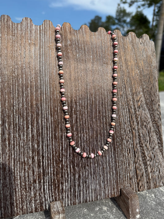 4mm Navajo Pearl, Pink Conch 20"