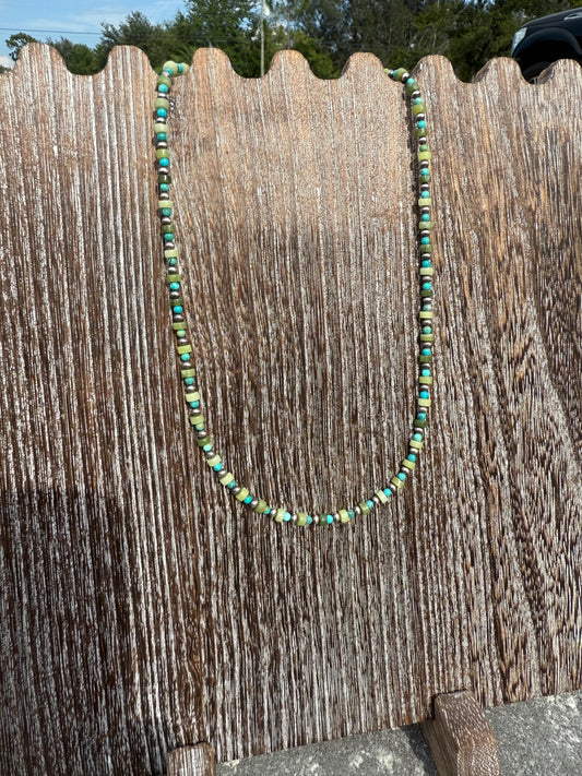 4mm Navajo Pearl, Kingman Turquoise, Jade 18"
