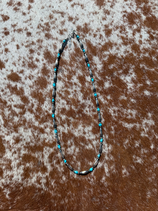 Navajo Pearl Torpedo and Saucer, Sleeping Beauty Turquoise 16"