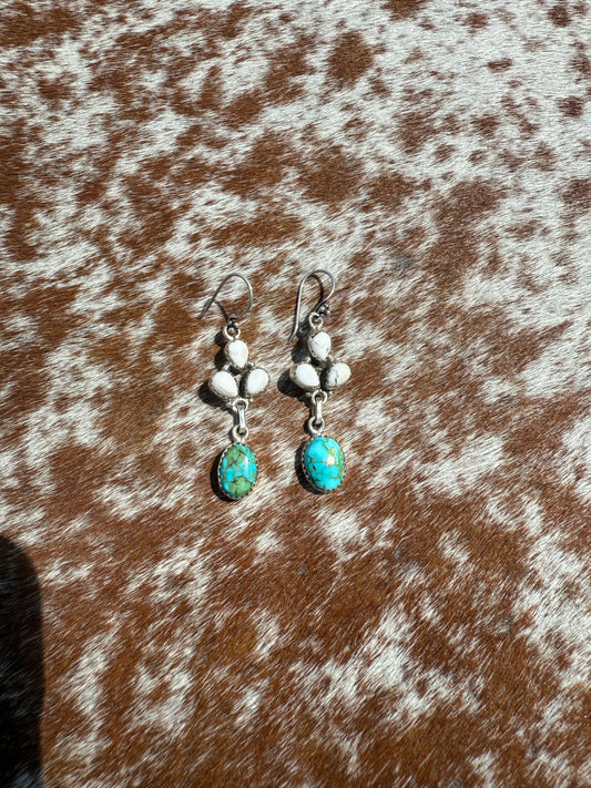 White Buffalo and Turquoise Earrings