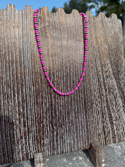 4mm Navajo Pearl with Pink 16"