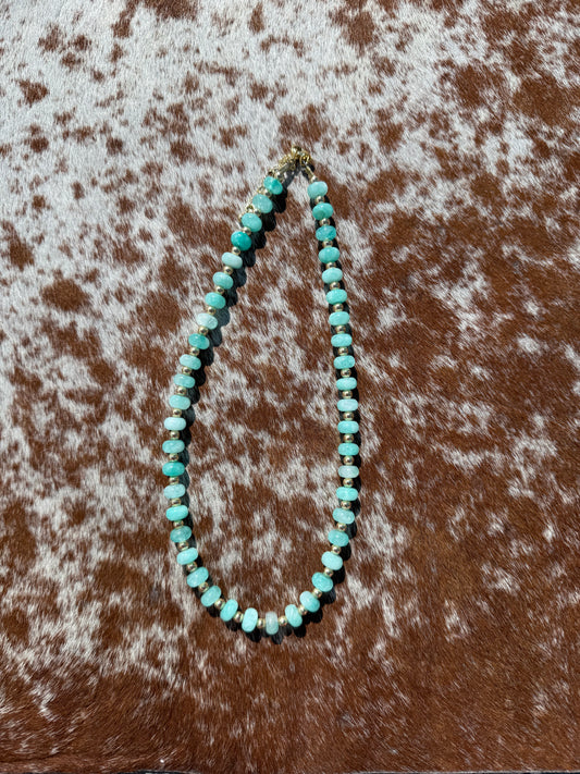 4mm Gold with Blue Quartz 16"