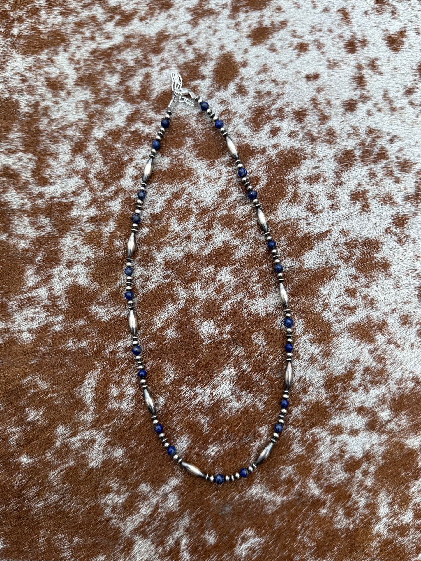 3mm Navajo Pearl with Torpedo, Blue Lapis 16"